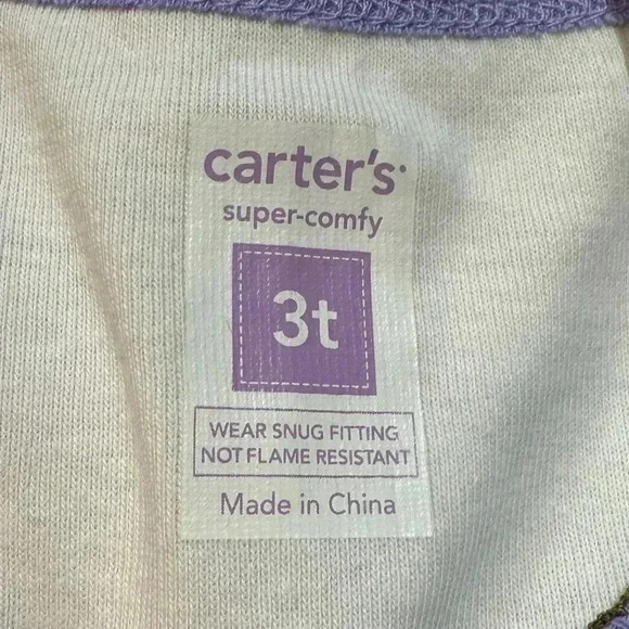 Carter’s Snug Fit Pjs Purple Kitten 2 Piece Set Size 3T - Picture 4 of 8